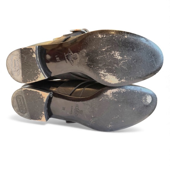 Vivienne Westwood Black Leather Kiltie Buckle Ankle Boots – Size 39 - Picture 9 of 9